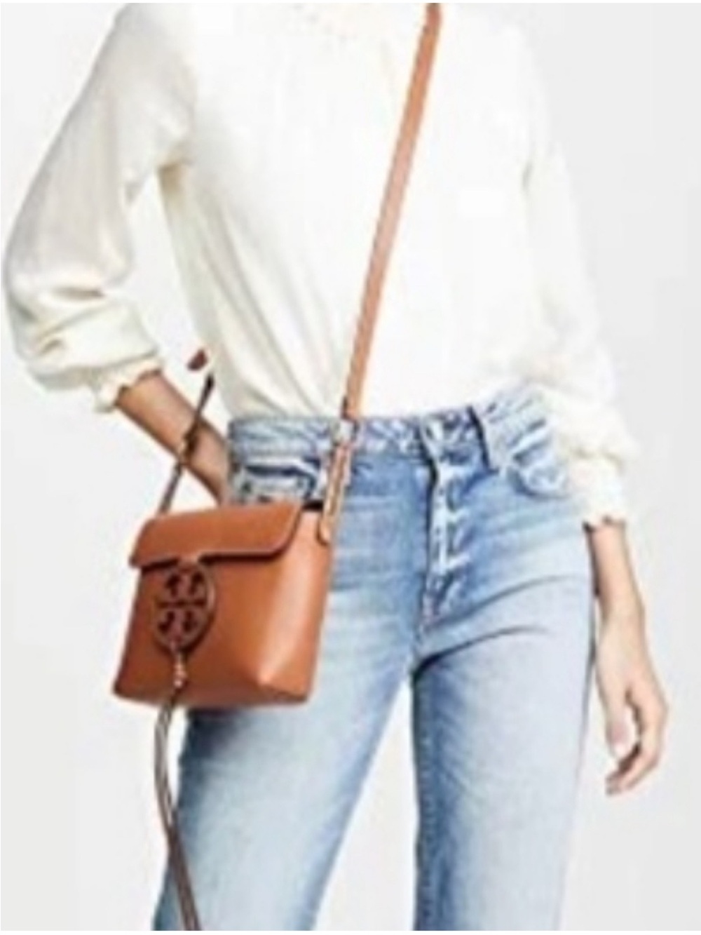 Tory Burch Miller Cognac/Maple Smooth Leather Logo Flap Crossbody NWOT. RARE. - Picture 4 of 11